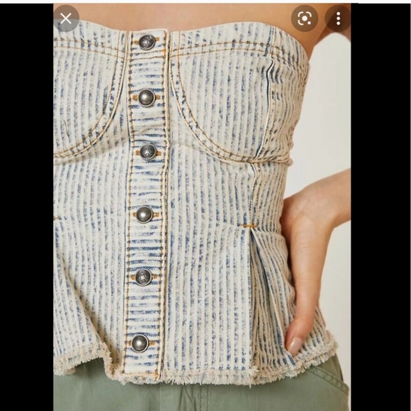 Pilcro Denim Button Down Corset Top - Picture 3 of 11